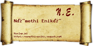 Némethi Enikő névjegykártya